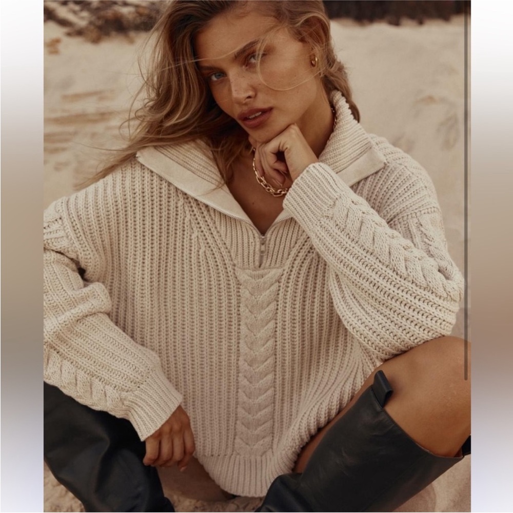 Dissh Barnett cotton quarter zip in stone - size 2